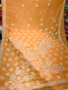 Chikankari hand embroidered georgette saree