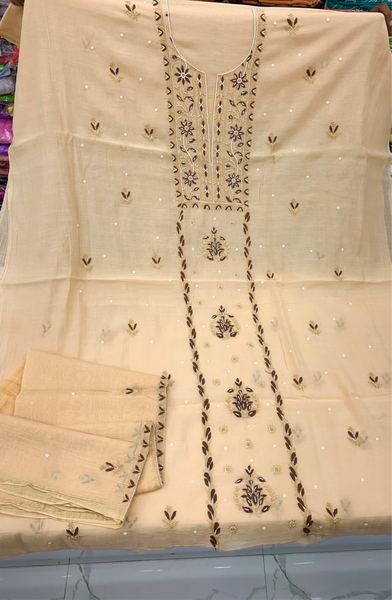 Unstitched mulmul Chanderi kurta with Duppata