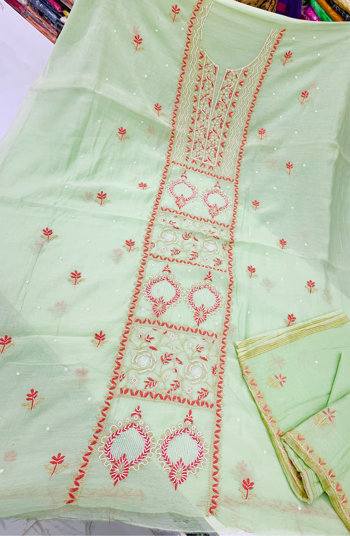 Unstitched mulmul Chanderi kurta with Duppata