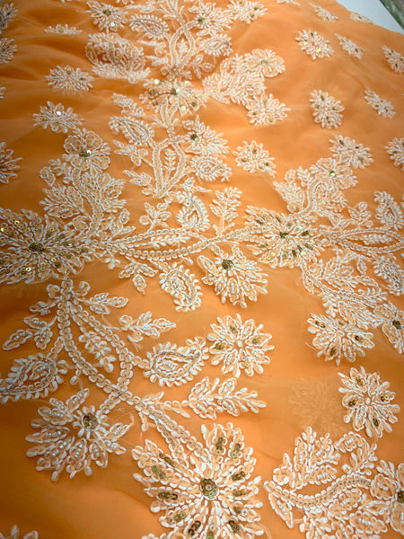 Chikankari hand embroidered georgette saree