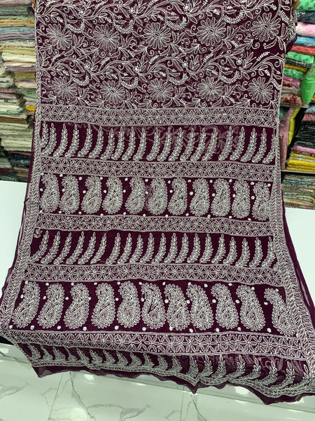 Chikankari allover work sarees