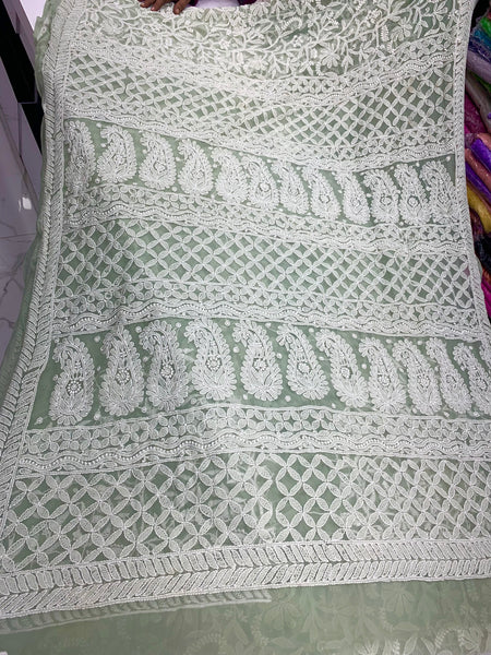 Chikankari allover work sarees