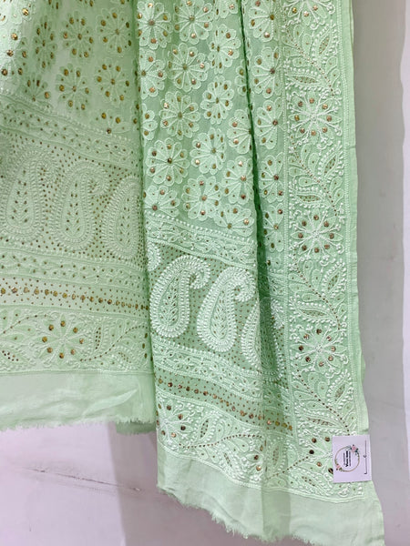 Chikankari Pure Georgette Duppata with muqeish work