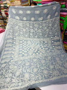 Chikankari  hand embroidered georgette saree