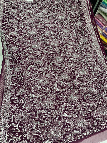 Chikankari allover work sarees