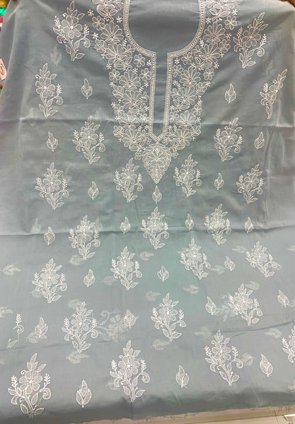 Unstitched hand embroidered pure cotton only kurta piece