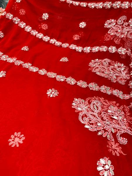 Chikankari hand-embroidered georgette saree with gottapatiwork