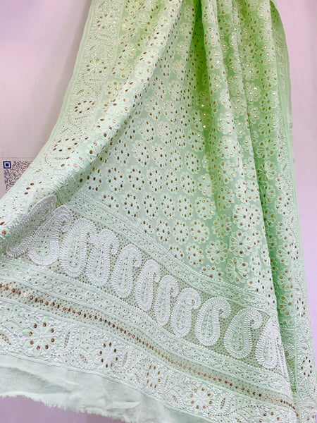 Chikankari Pure Georgette Duppata with muqeish work