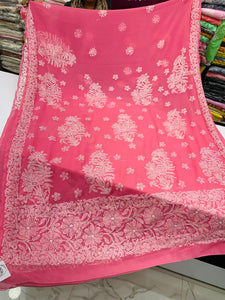 Chikankari hand embroidered georgette saree