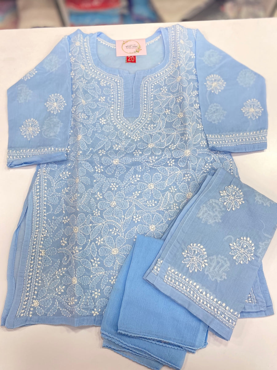 Veersons Chikankari Girls Kids Chikankari Pallazo Lucknowi Kurti and D ...