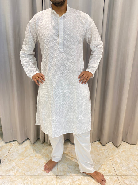 Veersons Chikankari Gents Cotton Haquoba Lucknowi Kurta