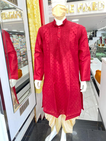 Veersons Chikankari  Hand-Embroidered Gents Kurta - Veersons-Chikankari Studio