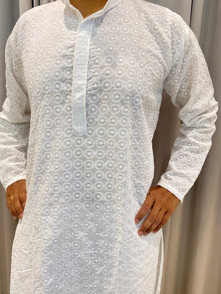 Veersons Chikankari Gents Cotton Haquoba Lucknowi Kurta