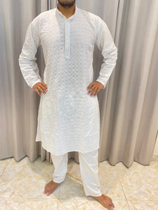 Veersons Chikankari Gents Cotton Haquoba Lucknowi Kurta