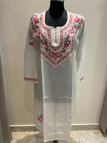 Veersons Chikankari Hand-Embroidered Cotton Kurta - Veersons-Chikankari Studio