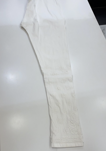 Lucknow Chikankari stretchable cotton ankle length Pants